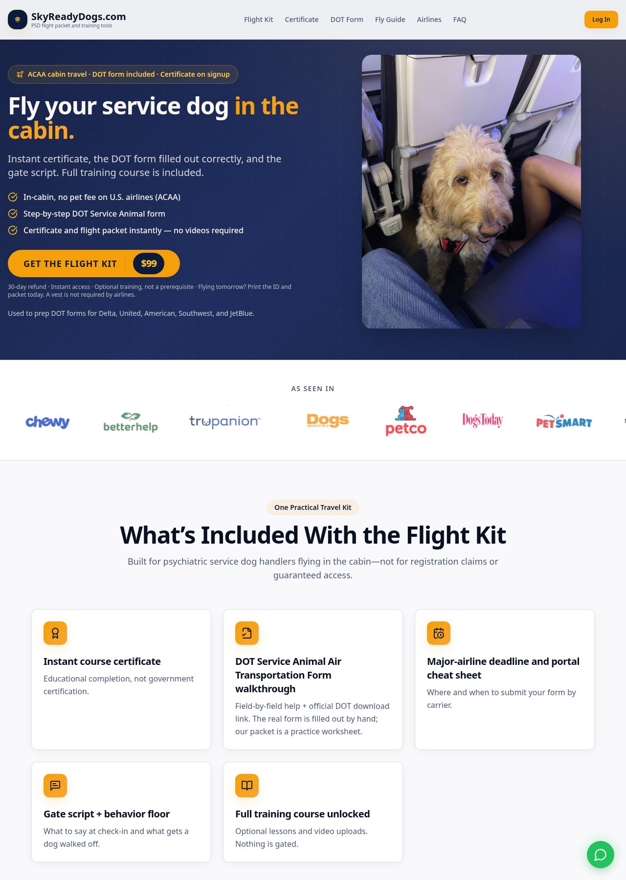 SkyReady Dogs website