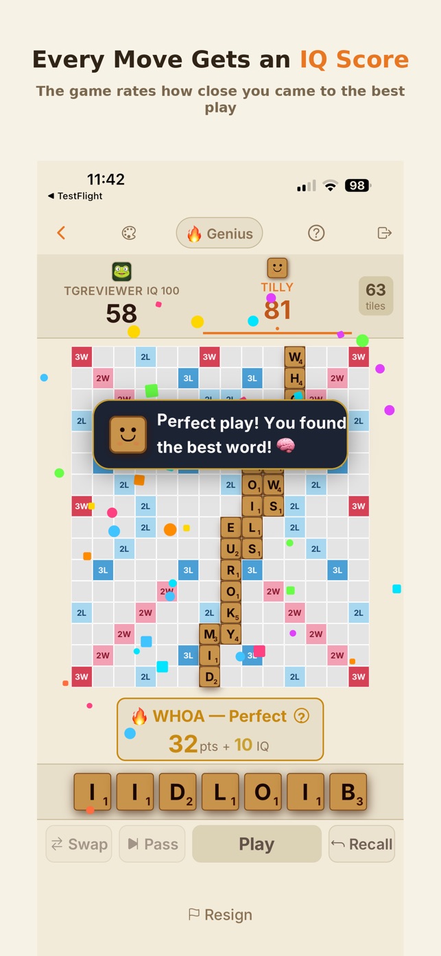 TileGenius game board on iPhone